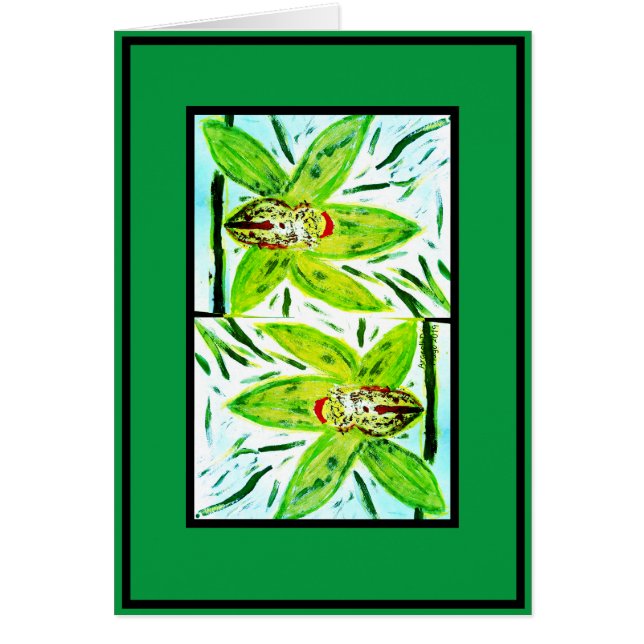 Green Cymbidium Orchids Card (Vorne)