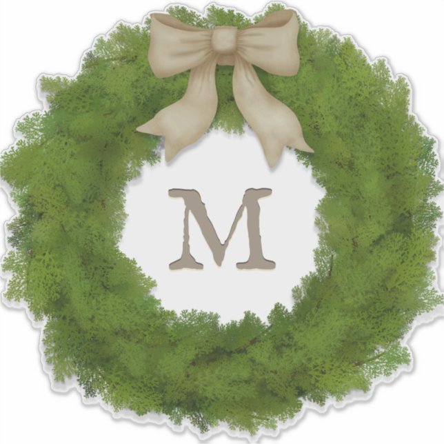 Green Cypress Kranz mit Bow Custom Monogram Aufkleber (Vorderseite)