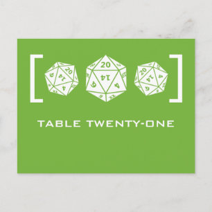 Green D20 Dice Gamer Tischnummer Postcard