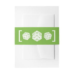 Green D20 Dice Gamer Wedding Belly Bands Einladungsbanderole