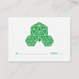 Green D20 Dice Wedding Platzkarte