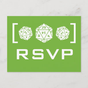 Green D20 Würfel Gamer UAWG Postcard Einladungspostkarte