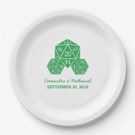 Green D20 Würfel Hochzeitspapier-Teller Pappteller