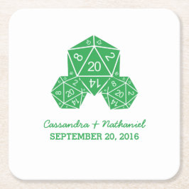 Green D20 Würfel Hochzeitspapier-Untersetzer Rechteckiger Pappuntersetzer