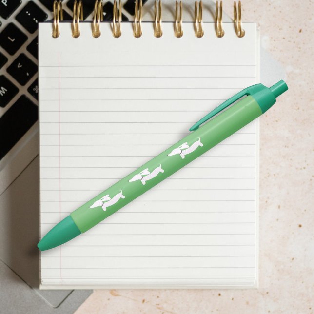 Green Dackel Pen Kugelschreiber (Green dachshund pen - office gift)