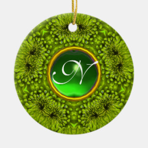 GREEN DAHLIA EMERALD MONOGRAM KERAMIKORNAMENT
