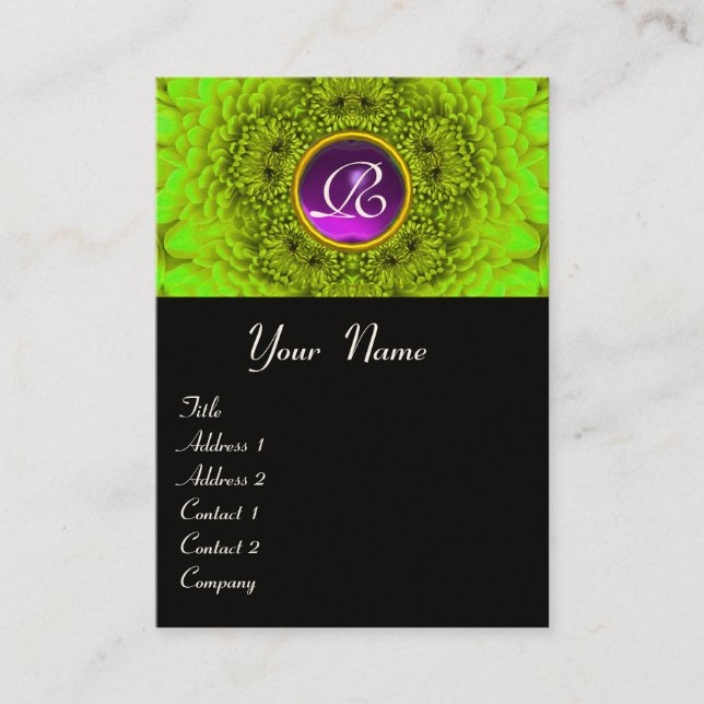GREEN DAHLIA MONOGRAM AMETHYST lila Visitenkarte (Vorderseite)
