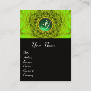 GREEN DAHLIA MONOGRAM, EMERALD, schwarz gelb Visitenkarte