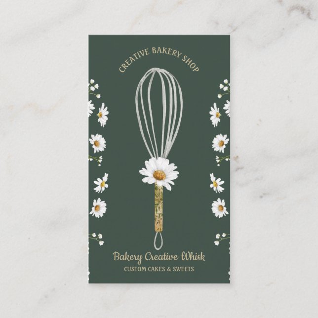 Green Daisy Bäckerei Rustic Whisky Floral Visitenkarte (Vorderseite)