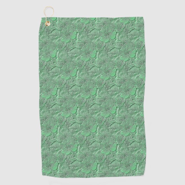 Green Daisy Blume Naturkunstmuster Golfhandtuch (Vorderseite)