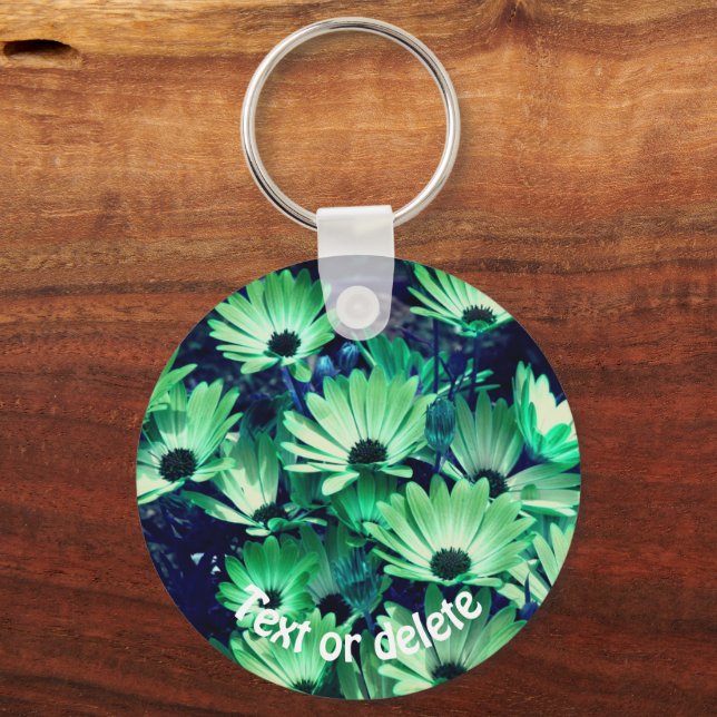 Green Daisy Blume Personalisiert Schlüsselanhänger (Vorderseite)