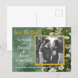Green Daisy Christlich Save the Date Postcard Ankündigungspostkarte