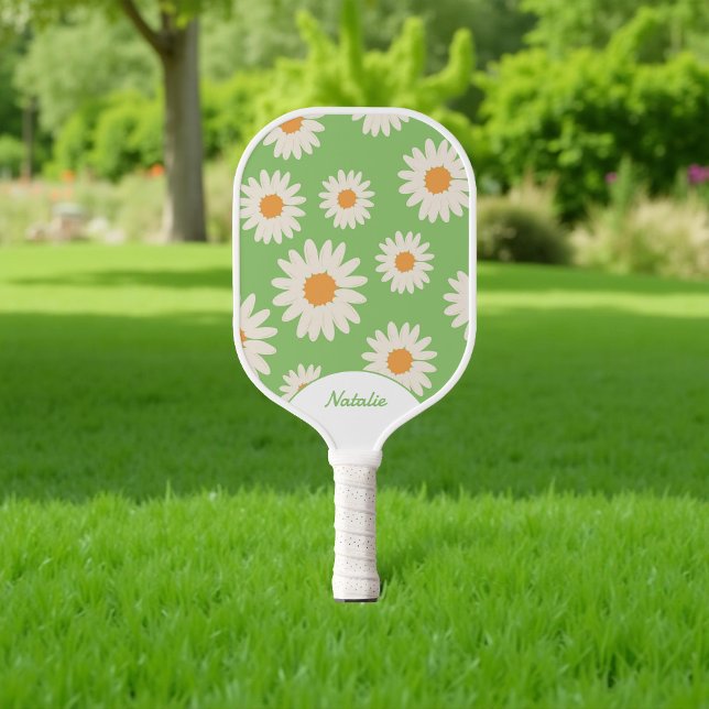 Green Daisy Floral Retro Pickleball Schläger (Von Creator hochgeladen)