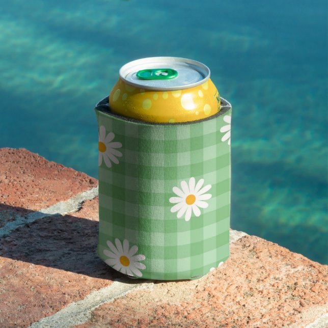 Green Daisy Kariert Gingham Karo Blume Pattern Dosenkühler (In Situ Pool)