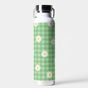 Green Daisy Kariert Gingham Karo Blume Pattern Trinkflasche