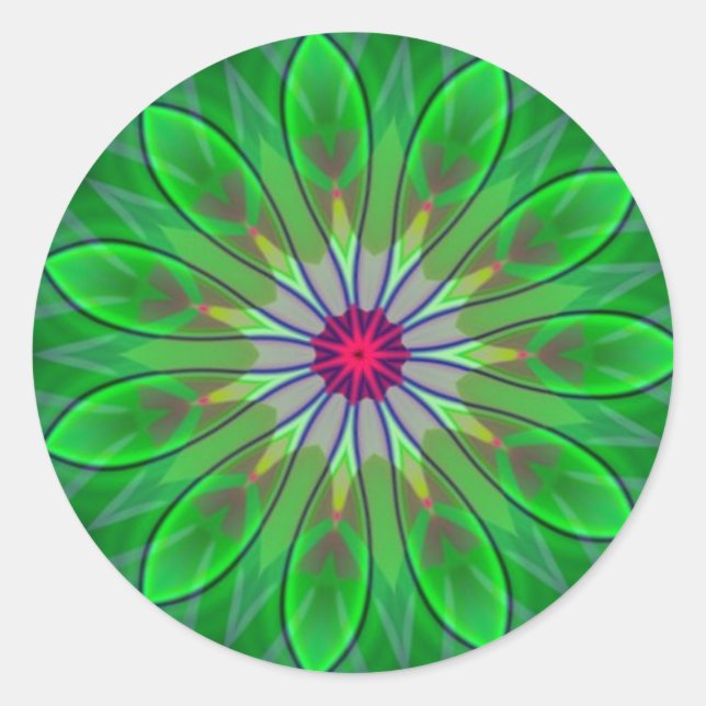 Green Daisy Mandala Blume Decal Fraktal Sticker (Vorderseite)