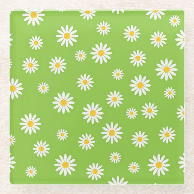 Green Daisy Pattern Untersetzer (Vorderseite)