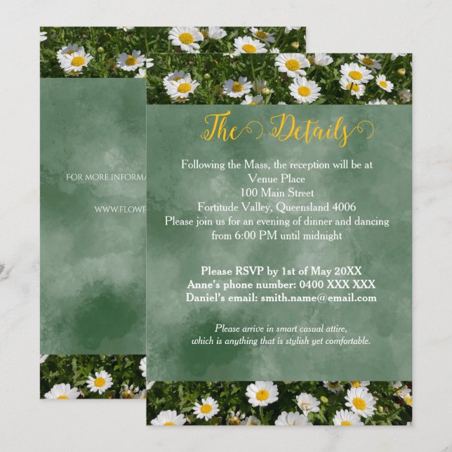Green Daisy Portrait Details Karte (Vorne/Hinten)