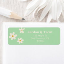 Green Daisy Return Address Label