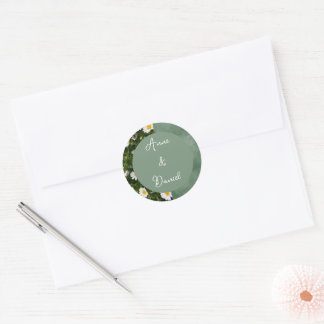 Green Daisy Runder Aufkleber