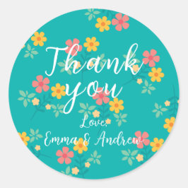 Green Daisy Vintag Bouquet Pattern Runder Aufkleber