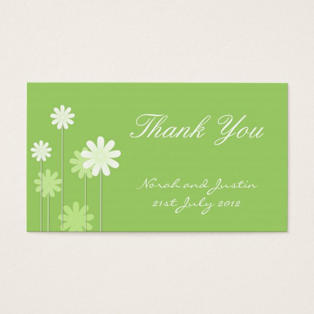 Green Daisy Wedding Danke-Card (Vorderseite)