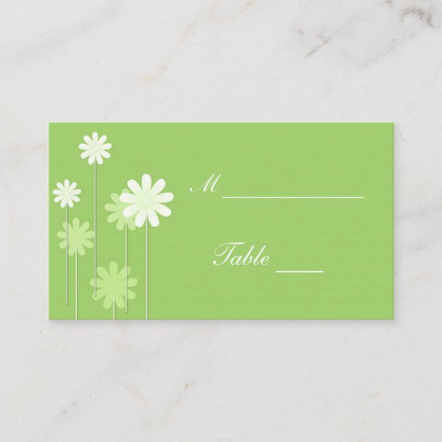 Green Daisy Wedding Platzkarte Holders (Vorderseite)