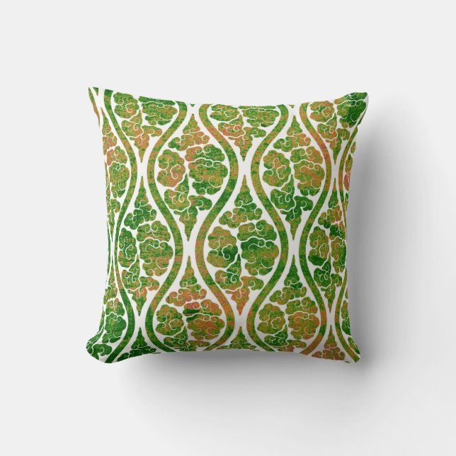 Green Damask Abstrakt Elegante Wohngestaltung Kissen (Vorderseite)