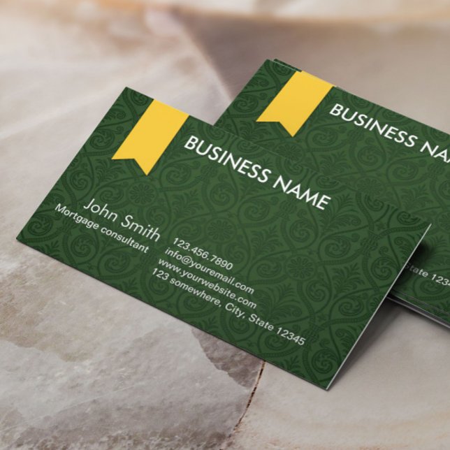 Green Damask Agent Business Card Visitenkarte (Von Creator hochgeladen)