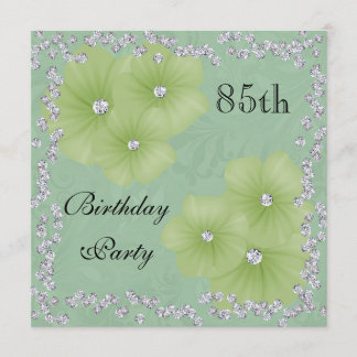 Green Damask & Blume 85. Geburtstag Einladung