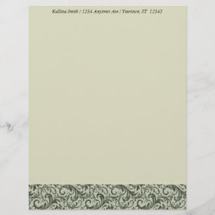 Green Damask Border Briefbogen