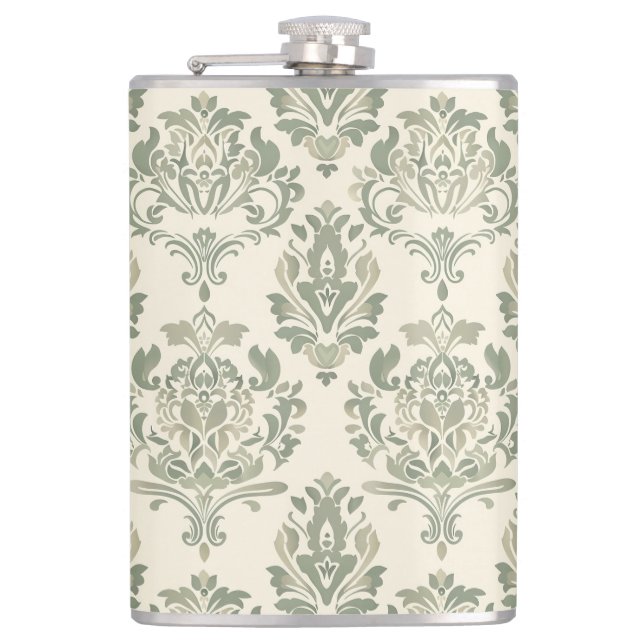 Green Damask Flachmann (Vorderseite)