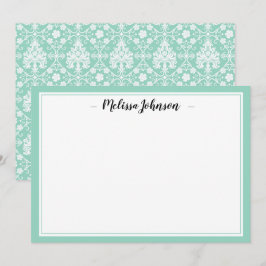 Green Damask French Design Personalisiert Mitteilungskarte