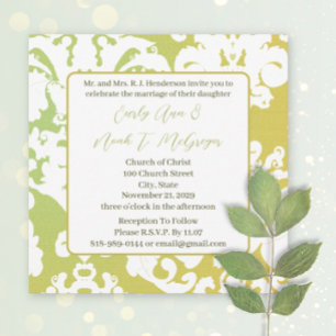Green Damask Hochzeitseinladungen Einladung