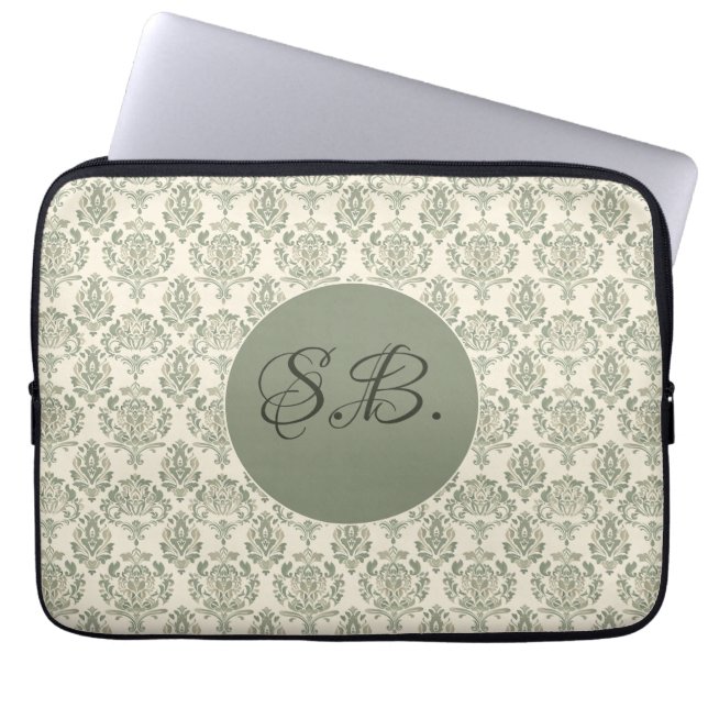 Green Damask Laptopschutzhülle (Vorderseite)