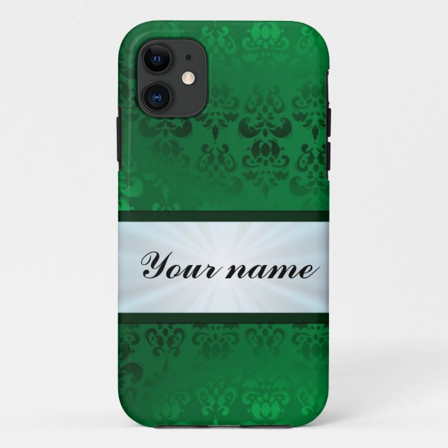 Green Damask mit Ribbon Case-Mate iPhone Hülle (Rückseite)