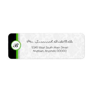 Green Damask Monogram Address Label