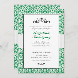 Green Damask Muster Foto Abschluss Einladung