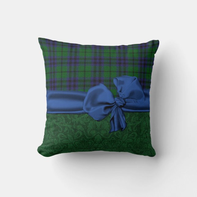 Green Damask und Kariertes Tartan-Kissen Kissen (Vorderseite)