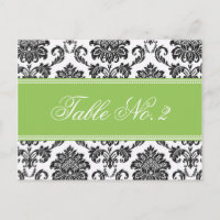 Green Damask Wedding Tischnummer