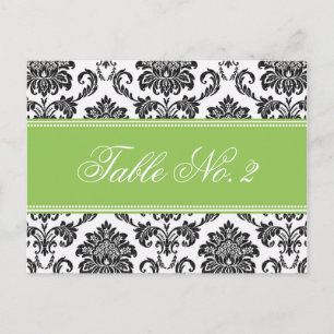 Green Damask Wedding Tischnummer