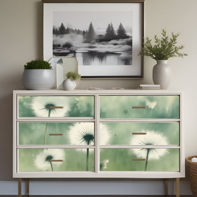 Green Dandelion Delicate Horizons Decoupage Print Seidenpapier (Von Creator hochgeladen)