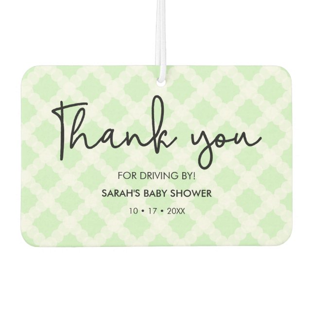 Green Danke Drive by Baby Dusche für Herz Autolufterfrischer (Vorderseite)