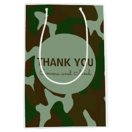 Green & Dark Brown Camouflage Danke Mittlere Geschenktüte