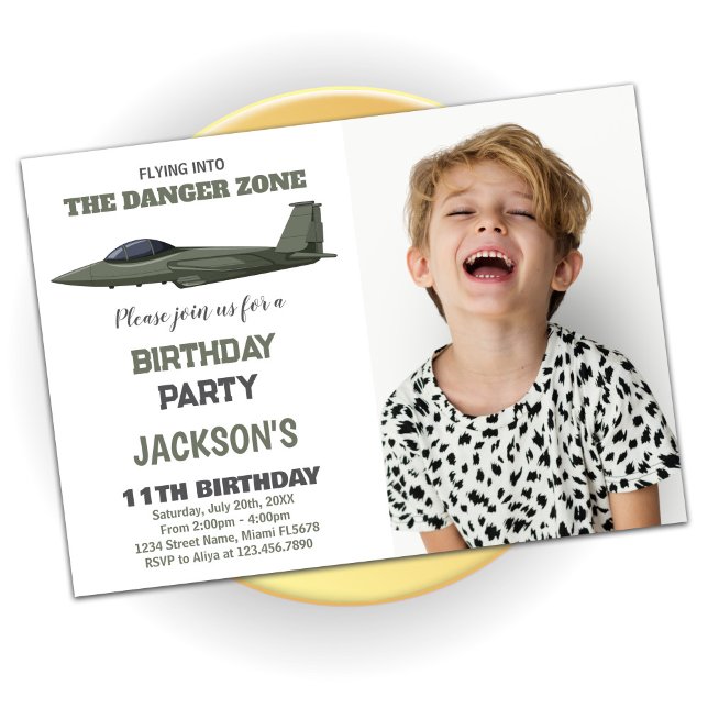 Green Dark Fighter Jet Invitations Anniversaire Ph (Green Dark Fighter Jet Birthday Invitations Photo)