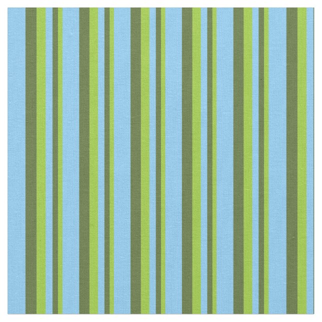 Green, Dark Olive Green & Light Sky Blue Lines Stoff (Nahaufnahme)