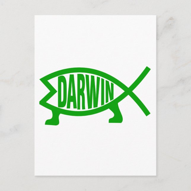 Green Darwin Fish Postkarte (Vorderseite)