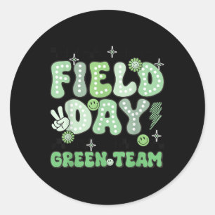 Green-Day-Team Groovy Smile Face Checkered S Runder Aufkleber