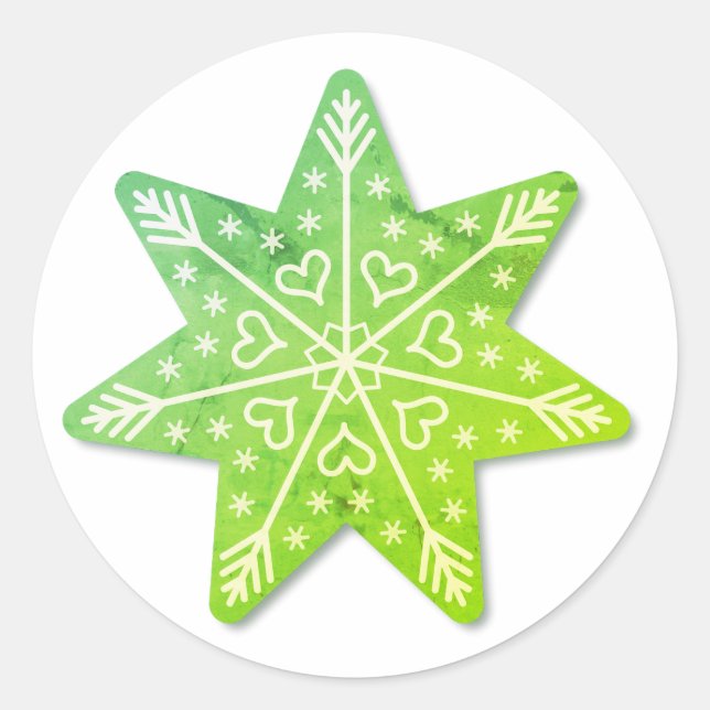 Green Decorated Christmas Star Sticker (Vorderseite)