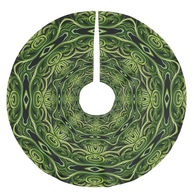 Green Decorative Holiday Tree Skirt Polyester Weihnachtsbaumdecke (Vorderseite)